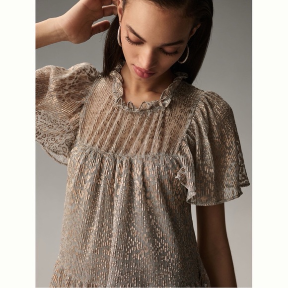 Anthropologie Short-Sleeve Mock-Neck Maxi Dress - Picture 2 of 14